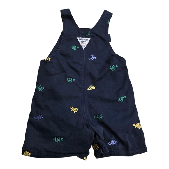 OshKosh B'gosh Boy's Turtle Print Navy Blue Overall Shorts 12 Months - Picture 2 of 10